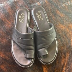 Franco Sarto Black Leather Slide Mules